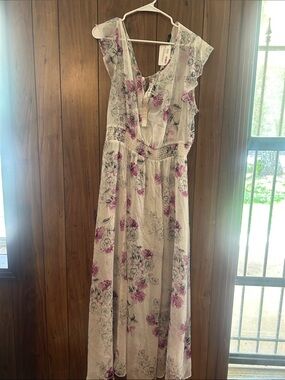 torrid shear white Maxi Dress with Pink Floral Print